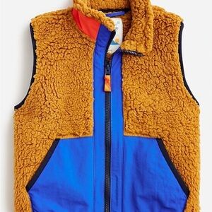 J. Crew Boys' Color Block Blue and Brown Sherpa Vest